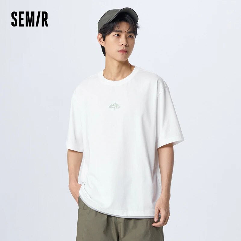 Miniatura: Semir Short-sleeved T-shirt Men 2023 Summer New Loose White T-shirt Printed Out