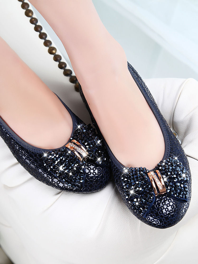 Thumbnail: Large Women's Shoes 41-43 Mother's Shoes Soft Soled Real Leather Shoes Bow Sing