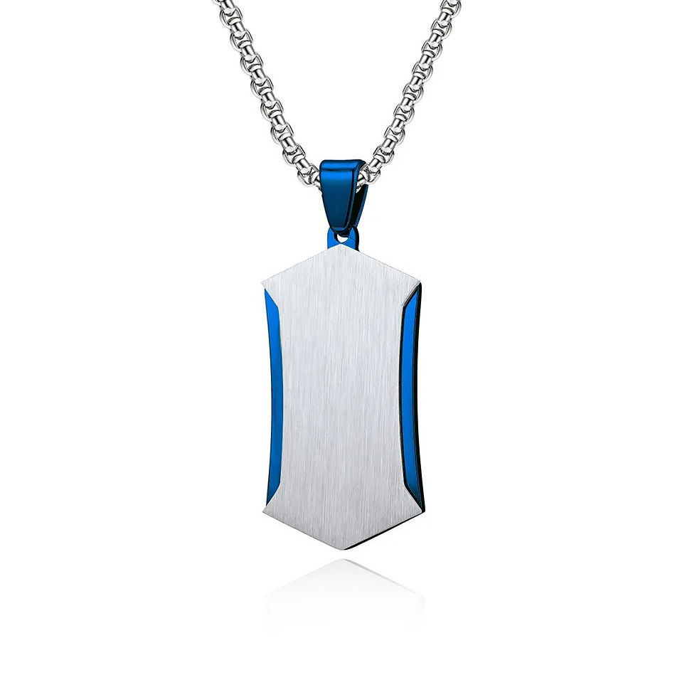 Thumbnail: Personalized men's military army dog tag pendant necklace with 24 inches box ch