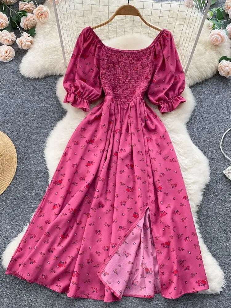 Thumbnail: YuooMuoo Fast Shipping Women Dress Fashion Romantic Floral Print Split Long Sum