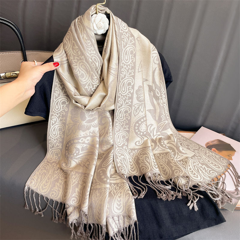 Thumbnail: Luxury Brand Autumn Cashmere Pashmina Shawl Lady Wrap Warm Winter Scarves Desig