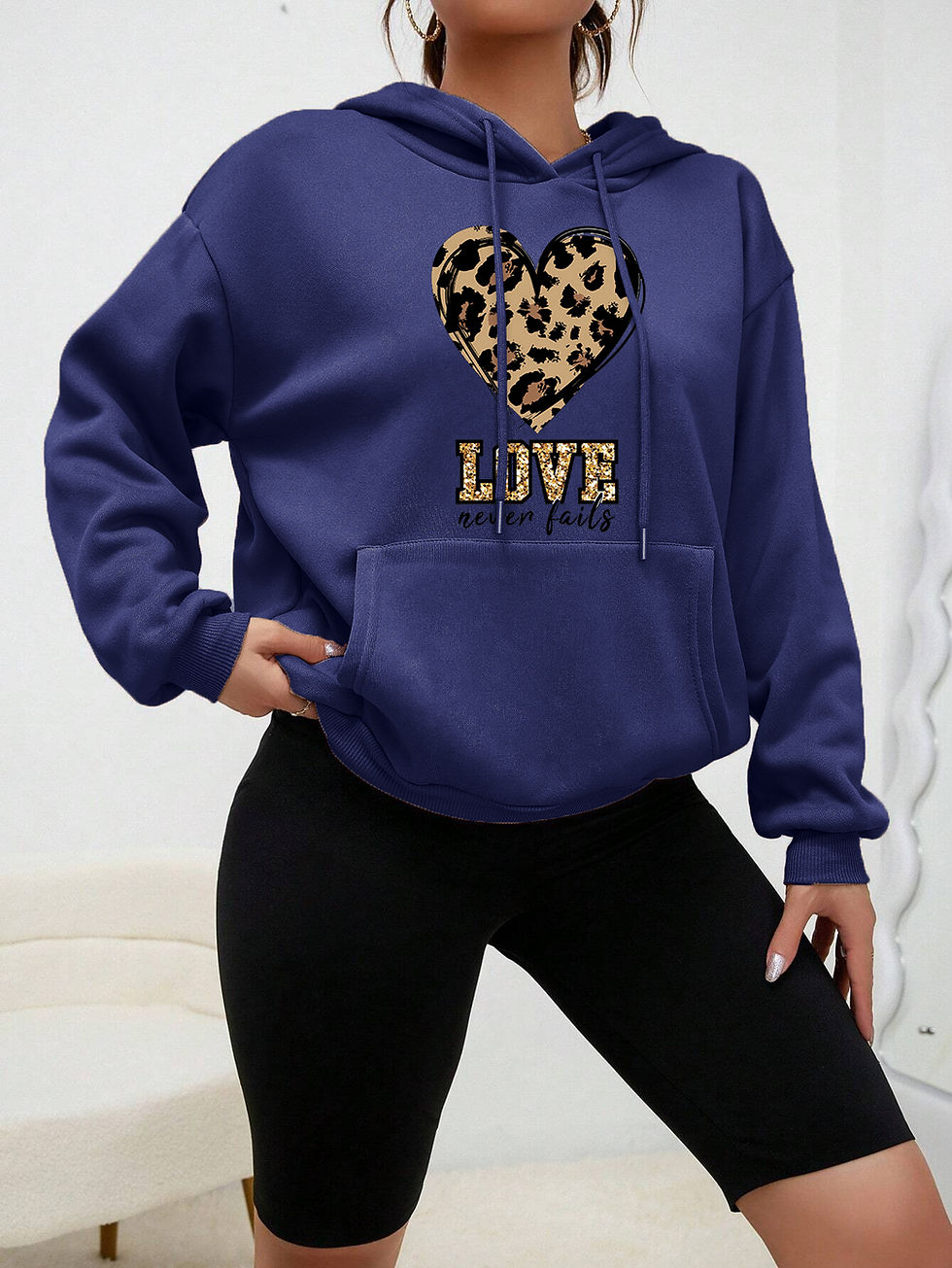 Thumbnail: Creative Love Heart Never Fails Printed Hoody Woman Casual Fashion Hoodies All-