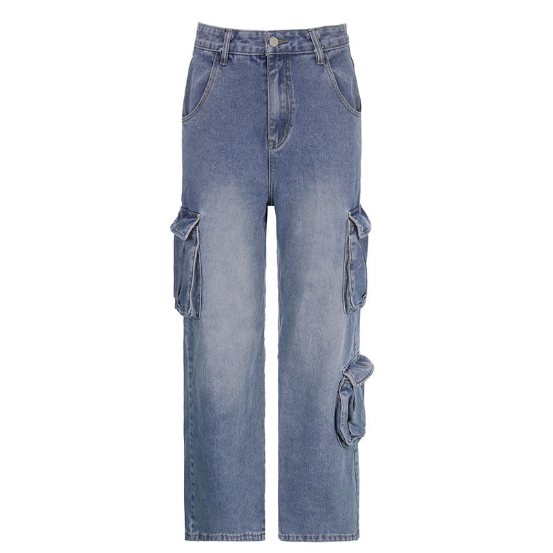 Thumbnail: Women's Fashionable Retro Casual Loose Low Waist Jeans