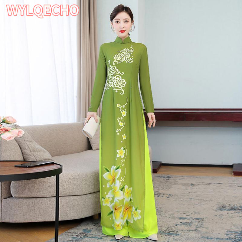 2023 Women Traditional Dress Vietnam Ao Dai Traditional Dress Cheongsam Dresses