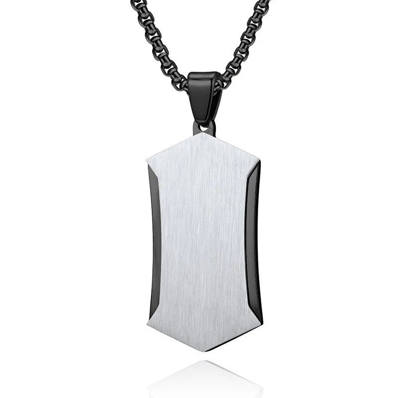 サムネイル： Personalized men's military army dog tag pendant necklace with 24 inches box ch