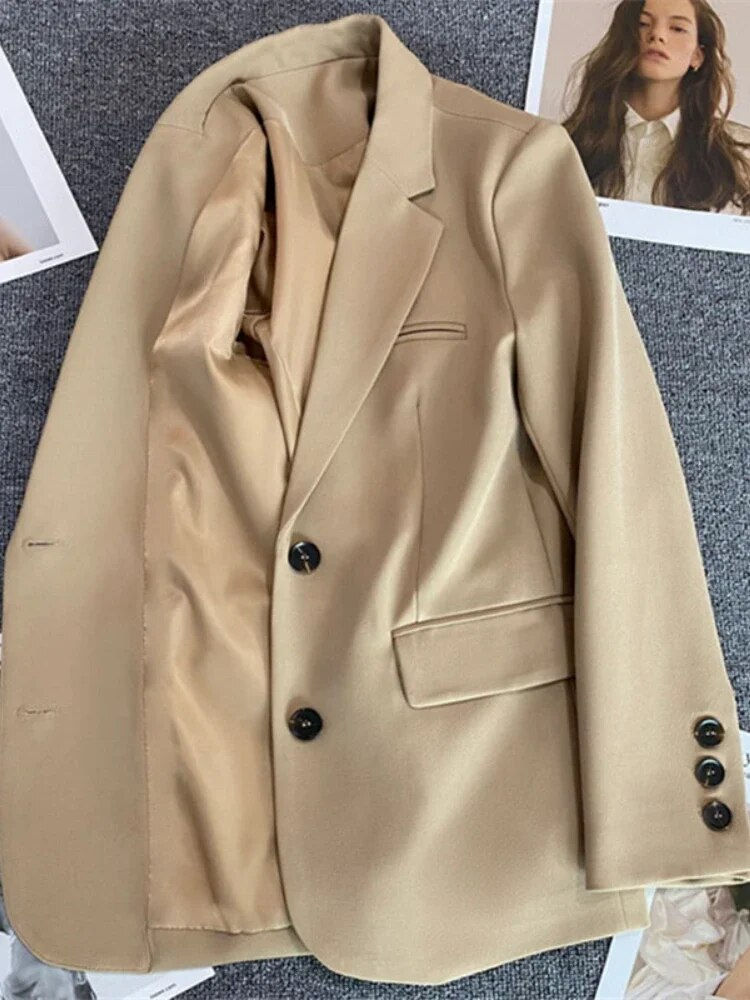 Thumbnail: 2023 Spring New Korean Fashion Small Suit Top Brown Suit Coat Women's Loose Str