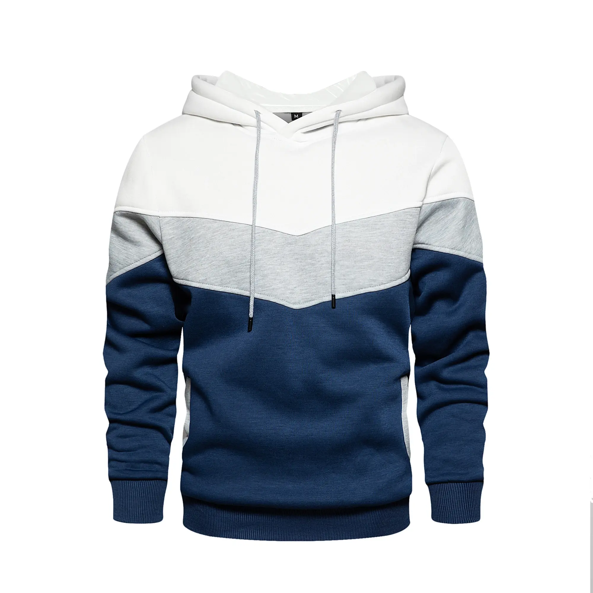 Men's Patchwork Hooded Sweatshirt Hoodies Clothing Casual Loose Fleece Warm Str