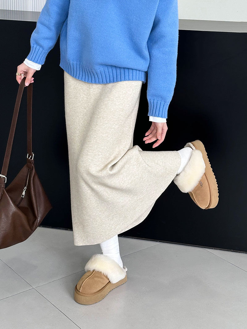 Thumbnail: Winter Korean Style A- Line Skirt Slim Fit Slimming And Fashionable