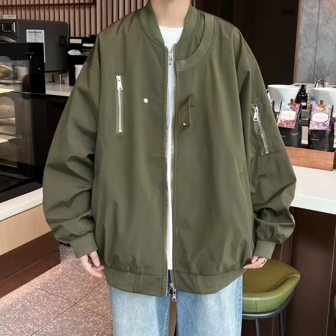 Spring Autumn Loose-fit Trendy Casual Men's Jacket Versatile Couple Style High