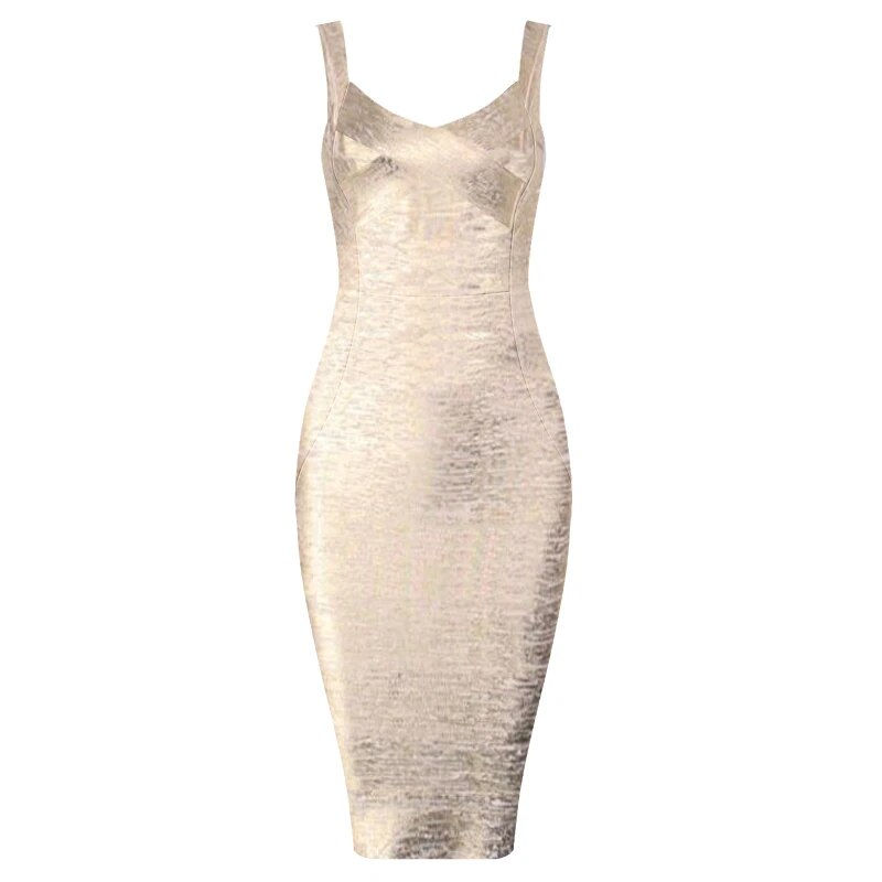Thumbnail: High Quality Pink Green Red Bodycon Knee Length Rayon Bandage Dress Evening Par