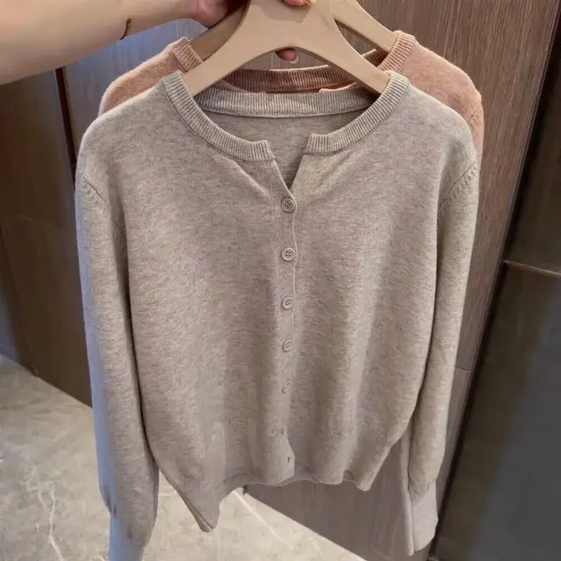 Thumbnail: Fashion Women's Thin Fleece Knit Loose Short Cashmere Sweater Round Neck Warm K