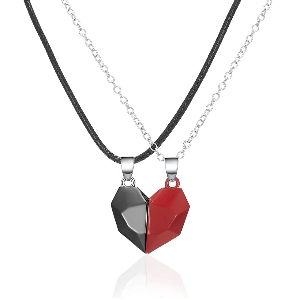 Thumbnail: Good Simple Quality Couple Pendant Necklace Electrocardiogram,Magnetic Heart,Pe