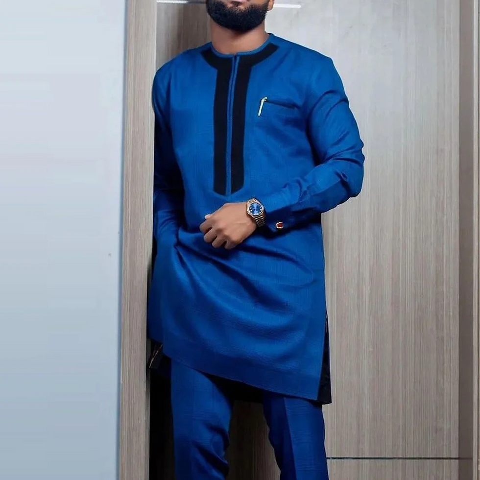 ภาพขนาดย่อ: 2024 New African Traditional Men's Set Elegant and Fashionable Men's Suit Casua