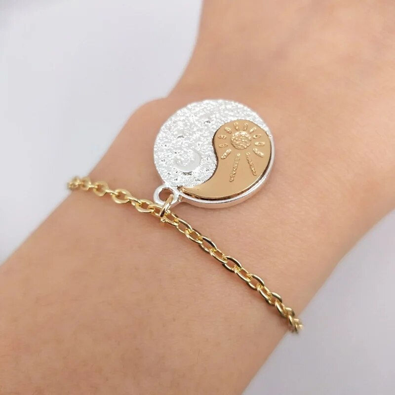 Thumbnail: hzew new Pair Of Celestial gold Sun And silver color Moon bracelet Best Friends