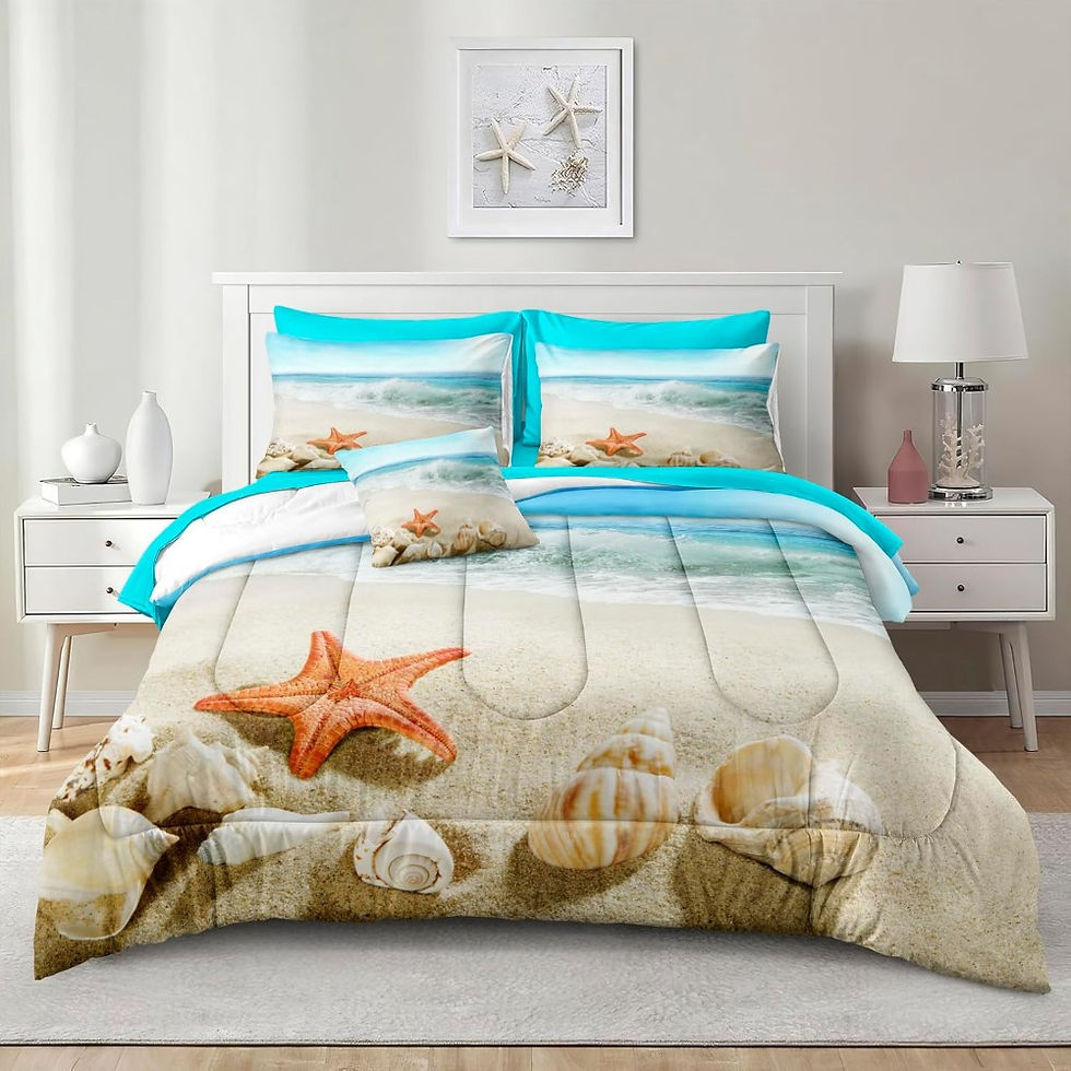 Thumbnail: Bedding Comforter Set with Sheets Beach Themed Ocean Turquoise in a Bag 8 Pcs S