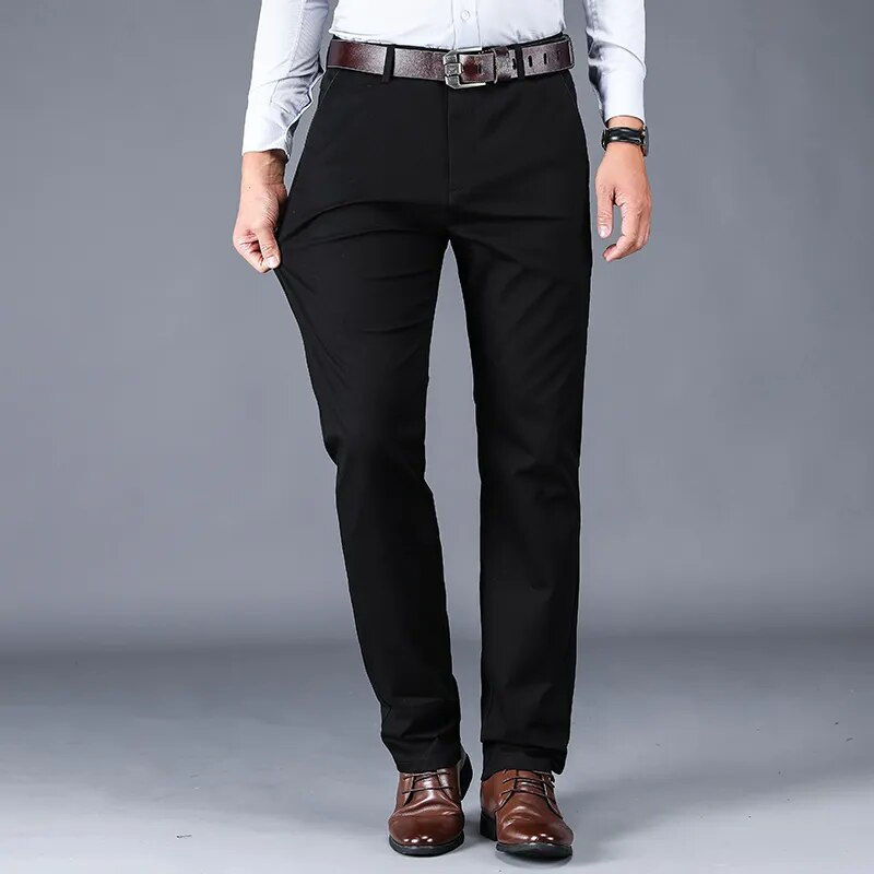 Miniaturebillede: 4 Colors 98% Cotton Casual Pants Men 2022 New Classic Style Straight Loose High