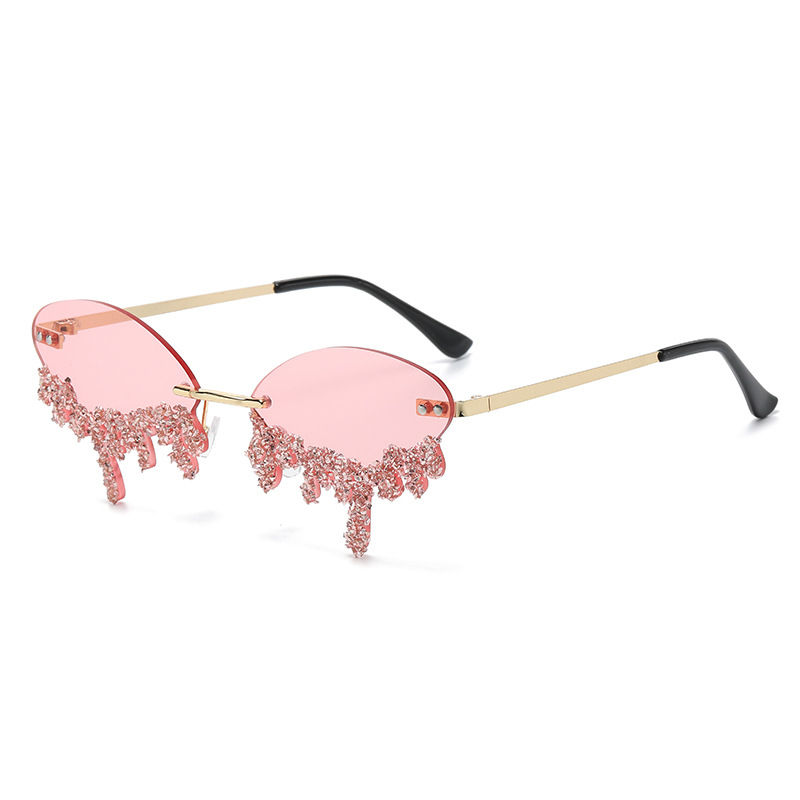 Thumbnail: Cross-border New Arrival Frame Tears Diamond Studded By Hand Sunglasses