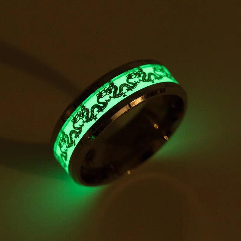 Thumbnail: Stainless Steel Luminous Finger Rings For Couples Glow In Dark Valentine'S Day