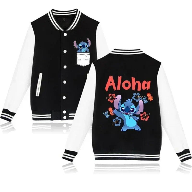 Thumbnail: Gothic Y2k Disney Hoodie Lilo Stitch Baseball Jacket Women Sweatshirt Christmas
