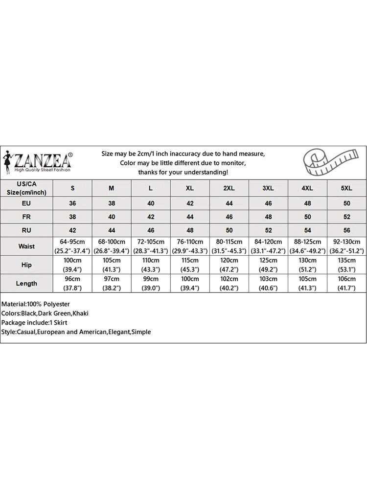 Thumbnail: ZANZEA Women Elastic Waist Jupes Vintage Cargo Maxi Skirts Casual Loose Big Poc