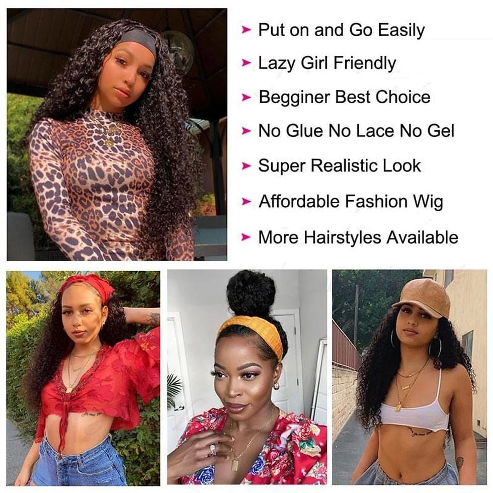 Thumbnail: Kinky Curly Headband Wigs 180% Density Wear to Go Water Wave Headband Wig 20 In