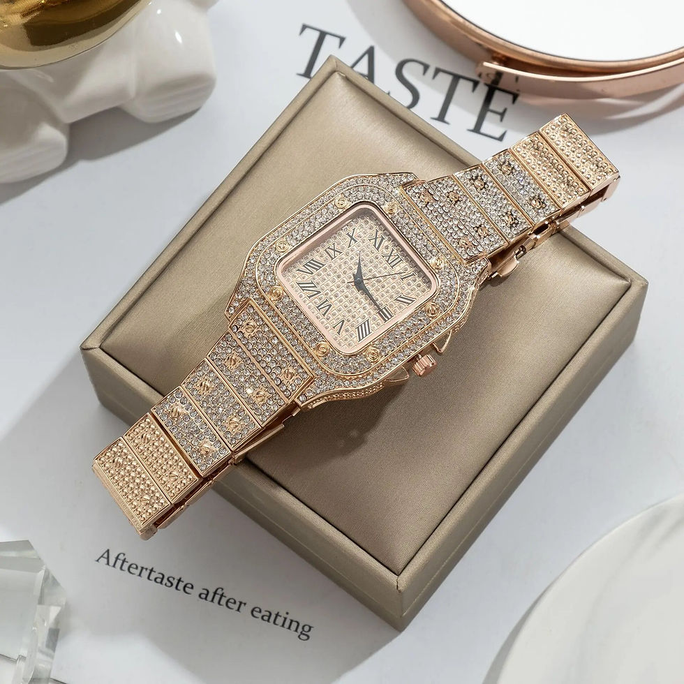 Thumbnail: UTHAI L77 Watch For Men Fashion Luxury Gold Square Diamond Full Sky Star Male's