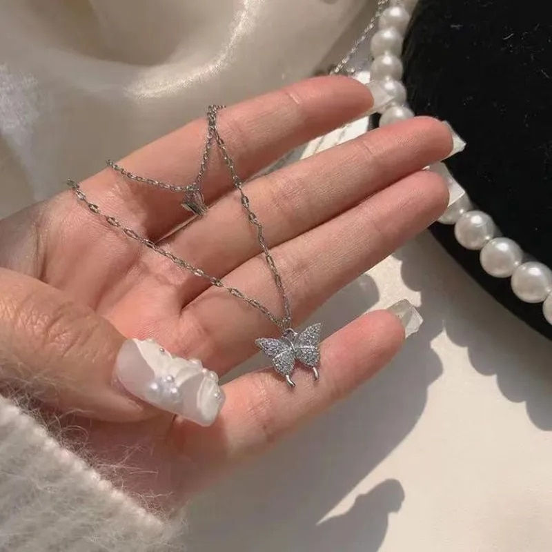 Thumbnail: Fashion Cute Love Heart Shaped Pendant Necklace Pearl Chain Shiny Women 2022 Ae