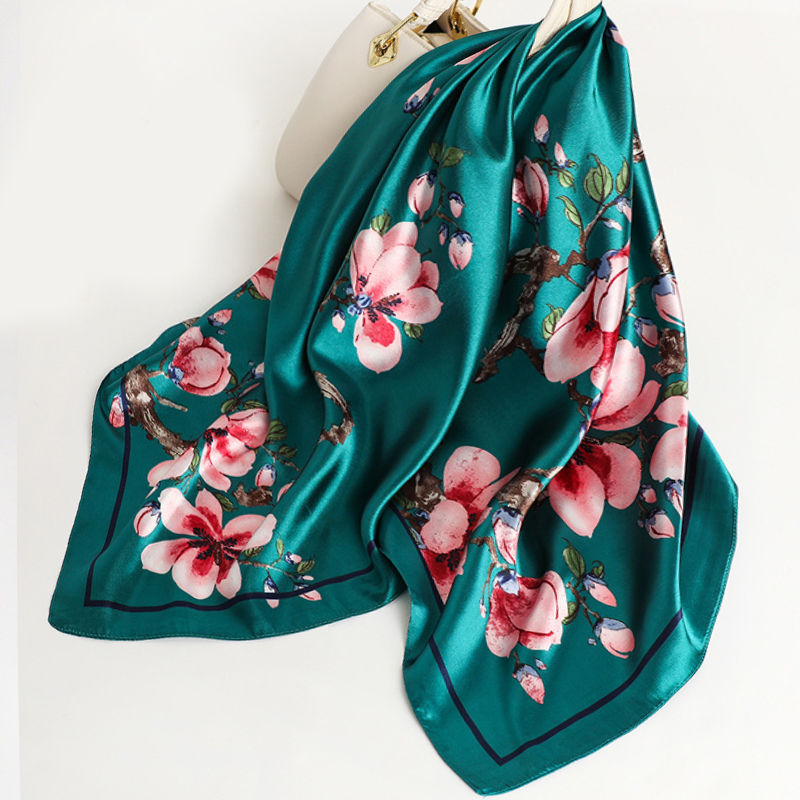 Thumbnail: 90*90cm Women Scarf Silk Feeling Hair Neck Square Brand Office bandanna muffler