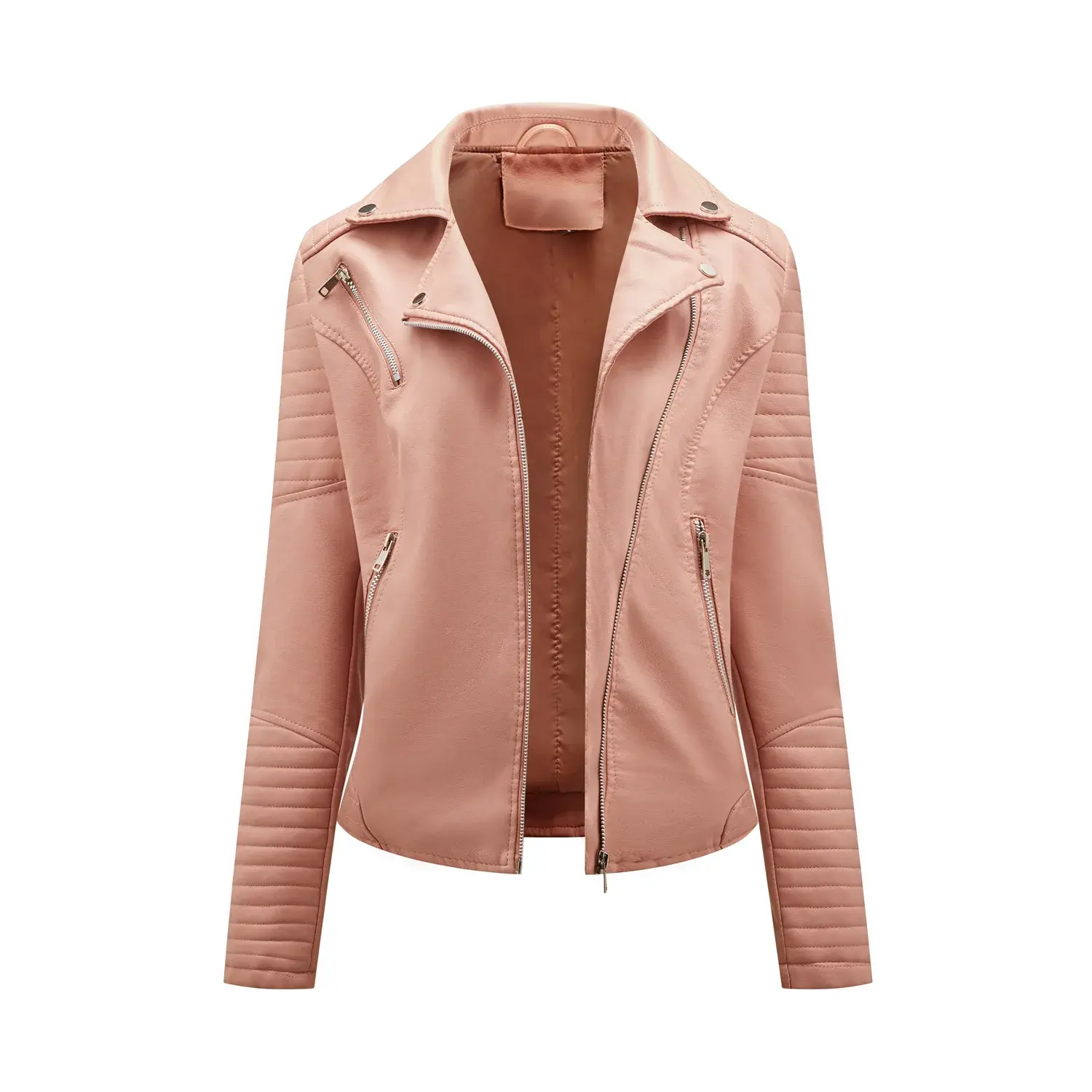BTQWFD Women's Winter Turndown Collar Coats Long Sleeve PU Leather Jackets Fema