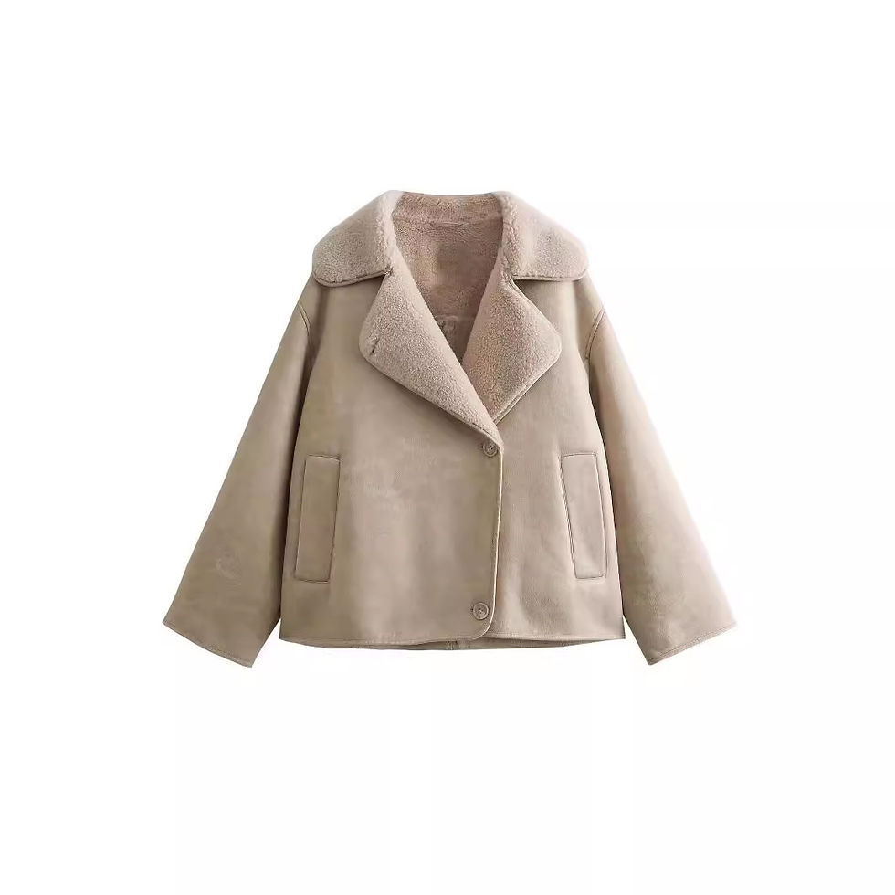 Thumbnail: Woman Thick Faux Leather Jackets for Women Coat Autumn Winter Warm Wool Blends