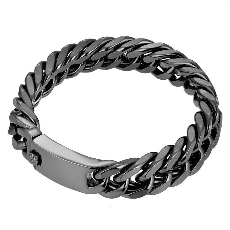 Thumbnail: New Trendy Cuban Chain Bracelet for Men Hip-Hop Metal Bracelets Buckle Chains B