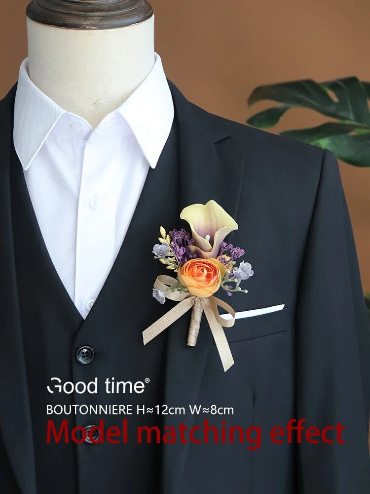 Miniature : GT Silk Corsages Boutonnieres Wedding Decoration Marriage Rose Wrist Flowers fo