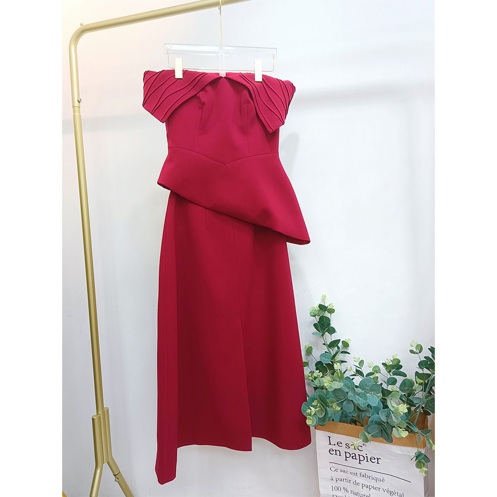 Vietnam niche 24 years new senior sense of A-line solid color elegant temperame