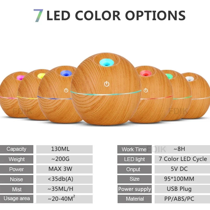 Thumbnail: 130ml USB Aroma Essential Oil Diffuser Ultrasonic mini Humidifier Air Purifier
