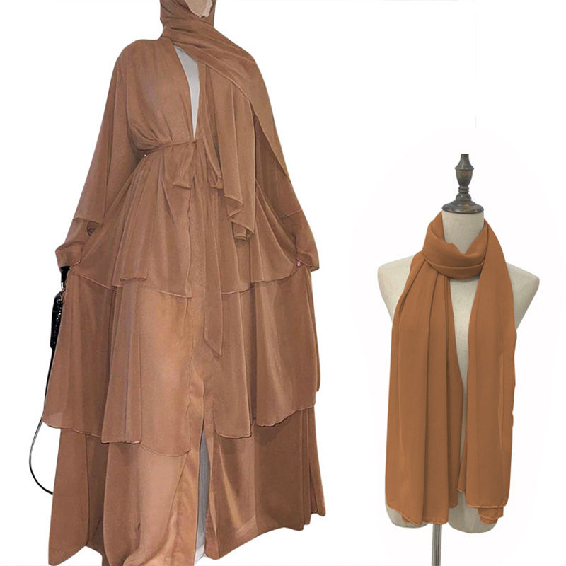 Miniatura: Chiffon Open Abaya Dubai Turkey Kaftan Muslim Cardigan Abayas Dresses For Women