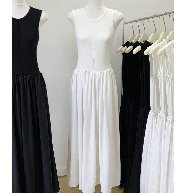 Thumbnail: White Tank Top Formal Maxi Dresses Women Summer Crew Neck Floor-length Office L