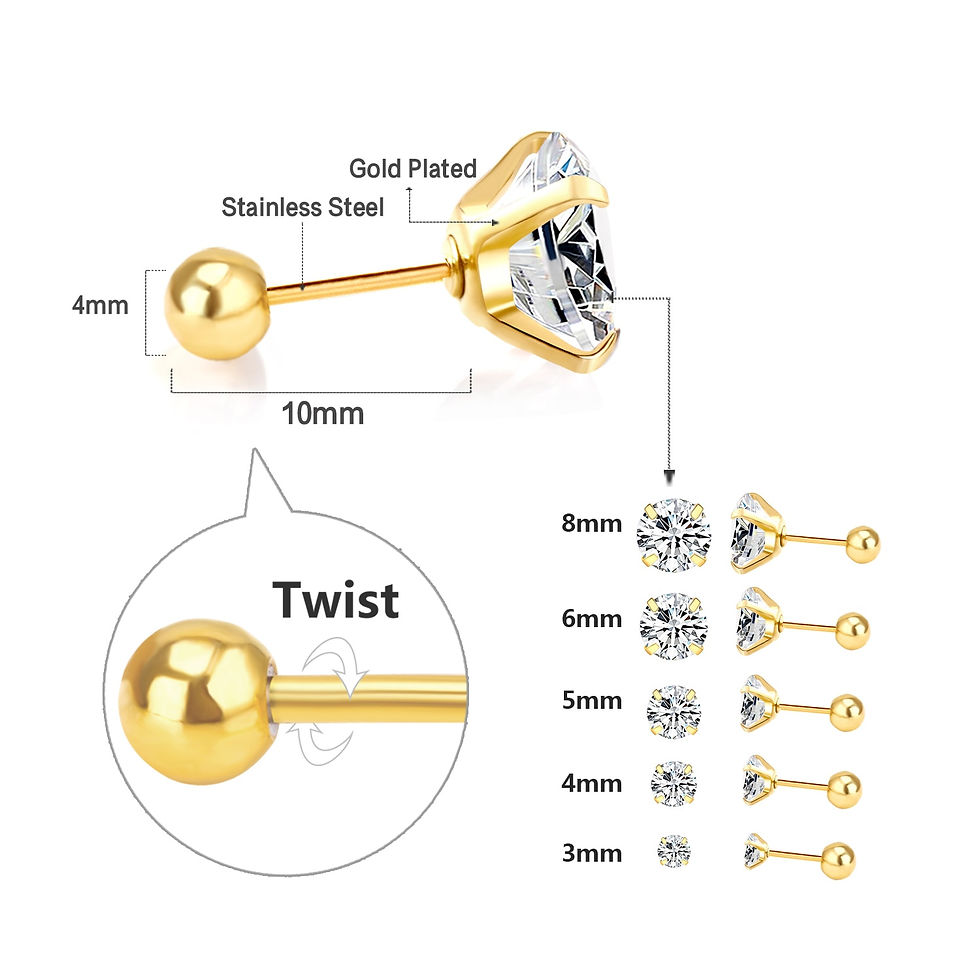Thumbnail: LUXUSTEEL 1Pairs/2Pcs Stainless Steel Crystal Studs Earrings For Women Men 4 Pr