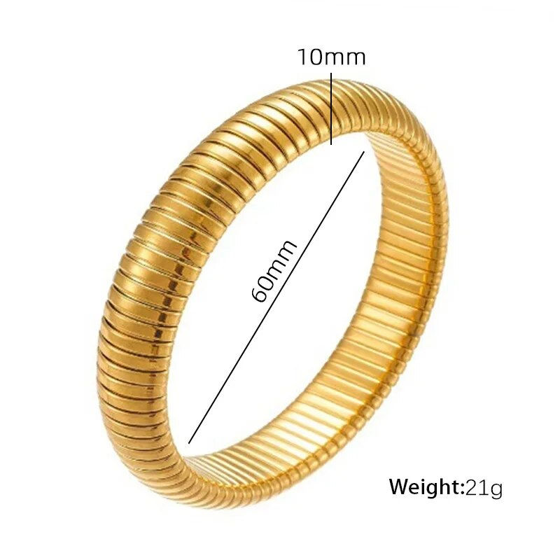18k Gold Plated Stainless Steel Snake Twist Elastic Bracelets for Women Punk Fa