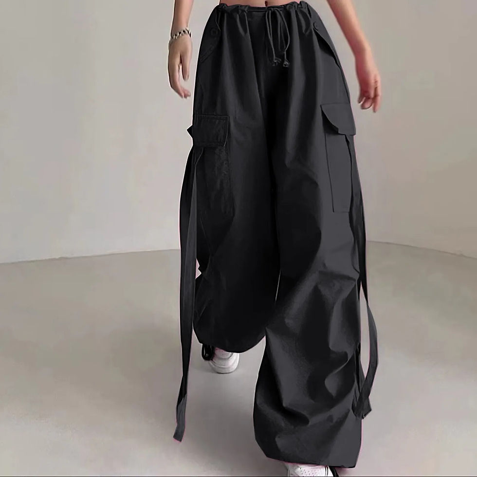 Thumbnail: Pink Cargo Pants 2023 Summer New Oversized Sweatpants Lace Up Ribbon Low Rise C