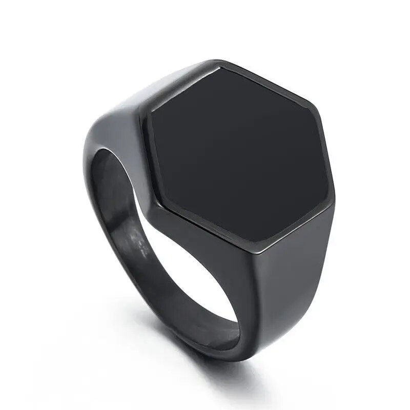 Thumbnail: New 2023 Metal Glossy Rings for Men Geometric Width Signet Square Finger Punk S