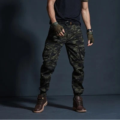 Thumbnail: High Quality Khaki Casual Pants Men Military Tactical Joggers Camouflage Cargo