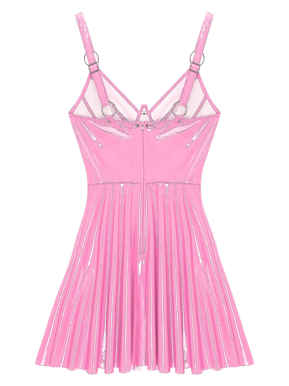 Thumbnail: Womens Sexy Wet Look Patent Leather Slip Dress O-Ring Rivets Strappy V Neck Got