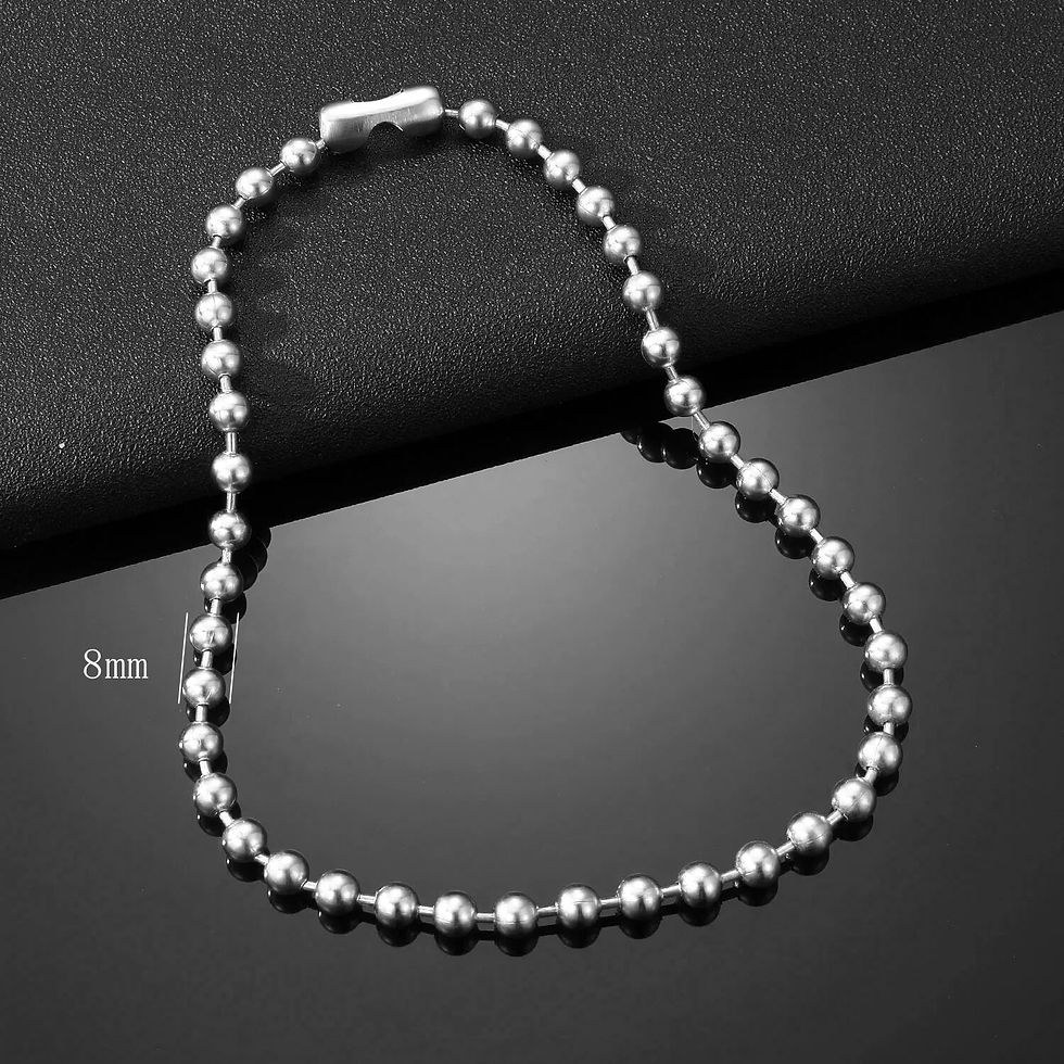 Thumbnail: 3/6/8mm Stainless Steel Ball Bead Necklaces For Women Men Gold/Silver Color Met