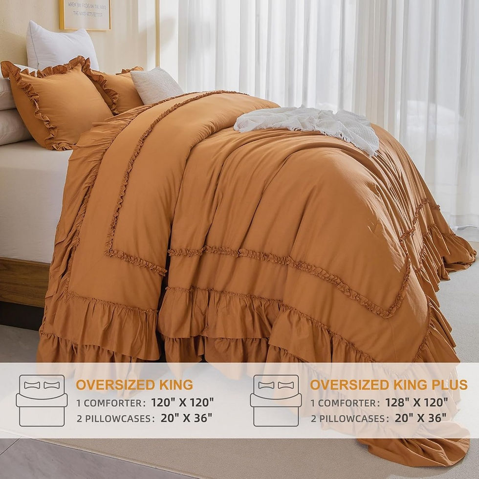Thumbnail: Farmhouse King Size Comforter Set,Shabby Boho Chic Bedding Ruffled King Bed Com