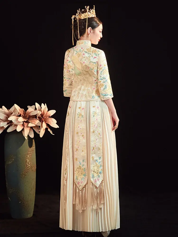 Thumbnail: 2024 New Bride Wedding Chinese Dress Champagne Plus Size 5XL Toast Clothes Clas