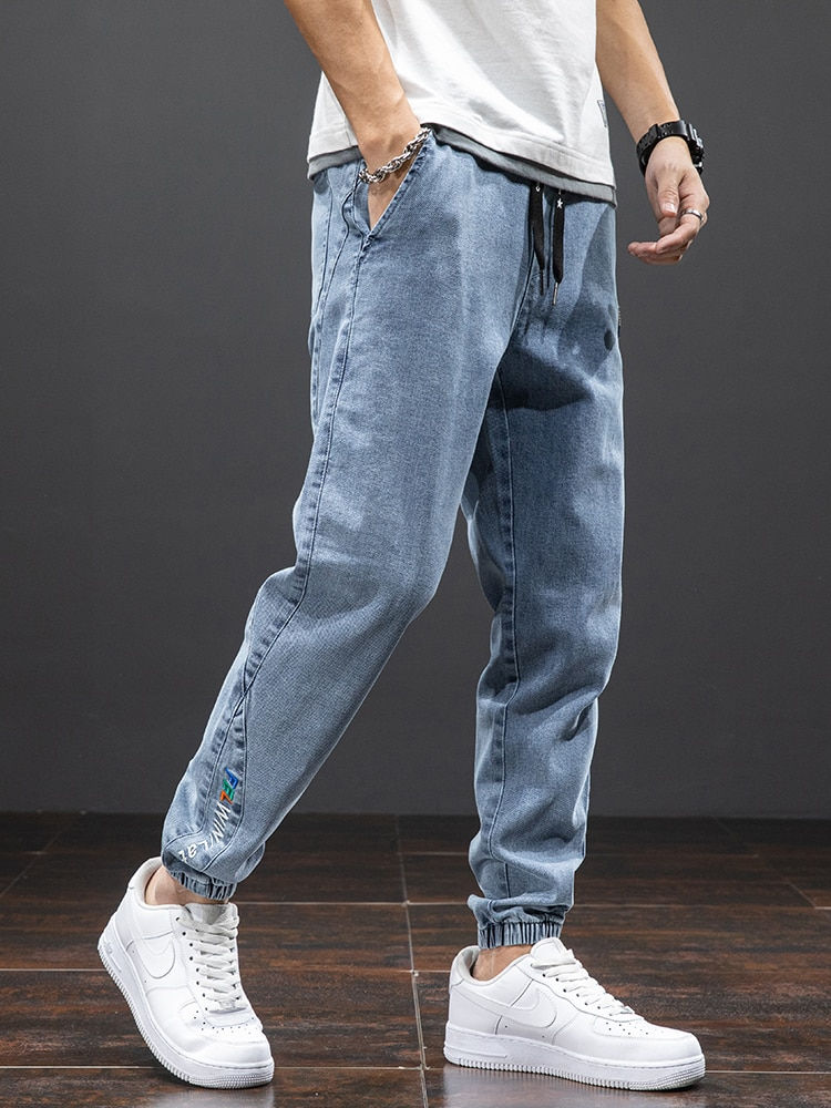 Indexkép: Spring Summer Black Blue Cargo Jeans Men Streetwear Denim Jogger Pants Men Bagg