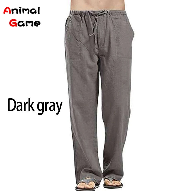 Miniaturebillede: New Linen Wide Men Pants Korean Trousers Oversize Linens Streetwear Male Spring