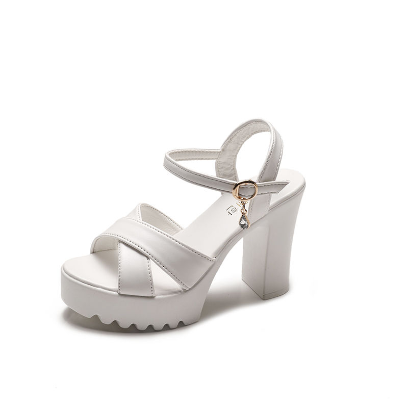 Thumbnail: Sandals for Women One Word Summer 2024 Block Heel Ladies Shoes Wedge with Platf