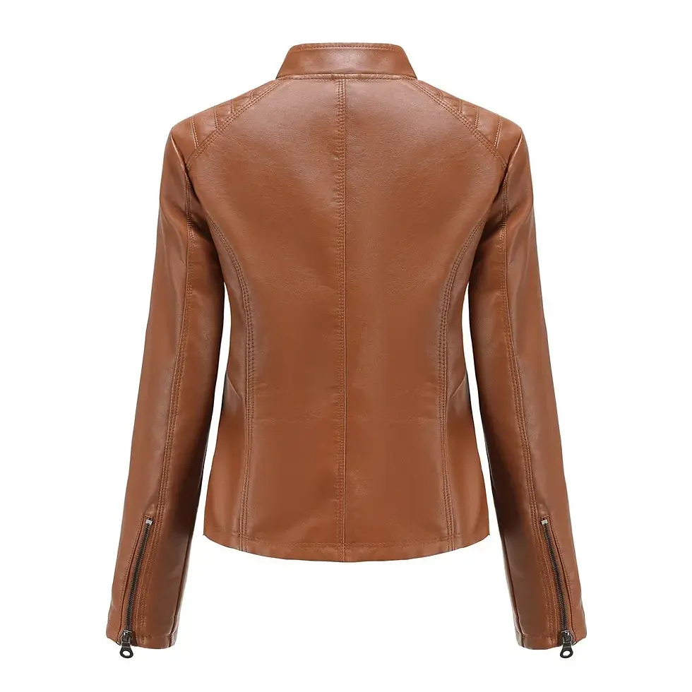Thumbnail: Faux Leather Jacket Women 2024 Spring Autumn Moto Biker Zipper Jacket Fashion N
