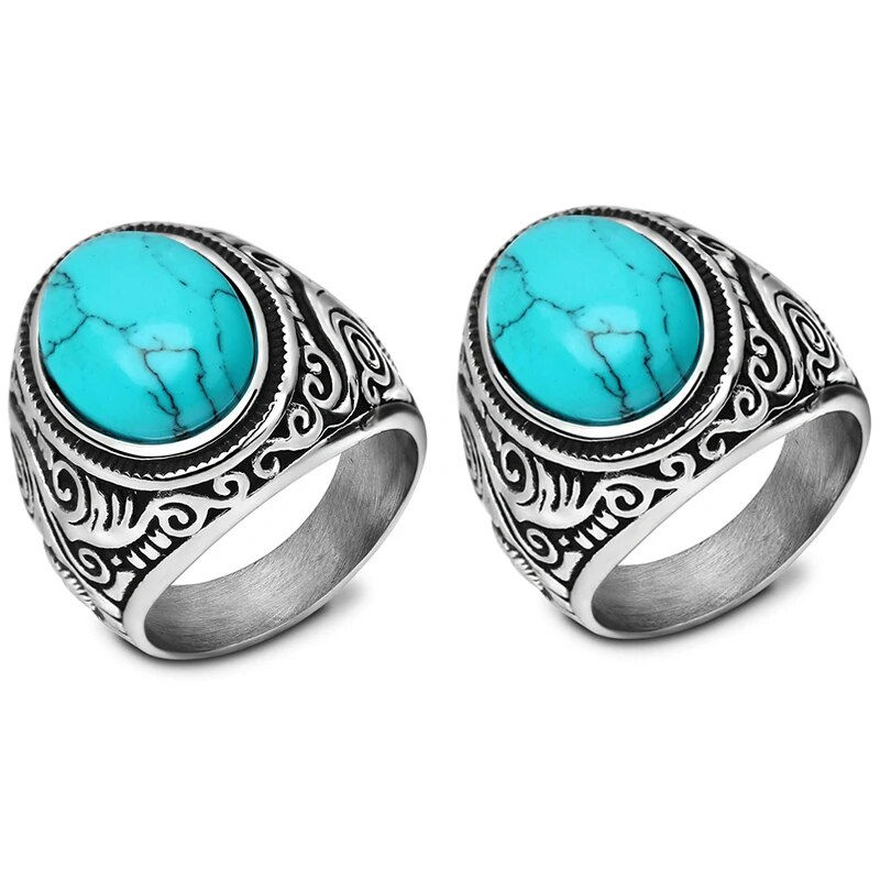 Thumbnail: Wholesale Retro Jewelry Titanium Steel Inlaid Black Onyx Ring Gift Men Domineer